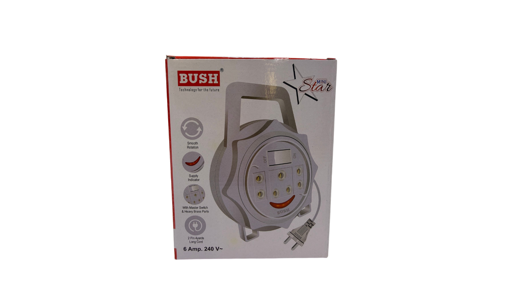 Bush Mini Star Extension Cord Reel with Master Switch