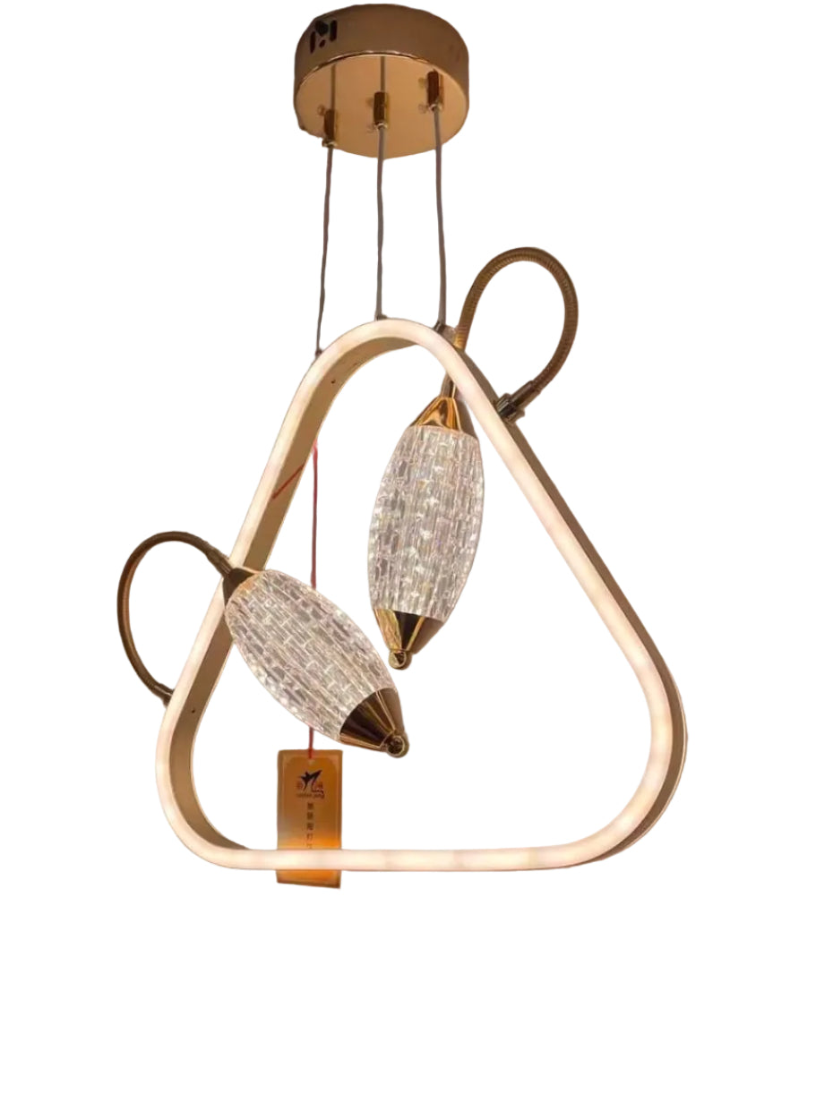 Modern Triangle Crystal LED Pendant Light – Gold Finish