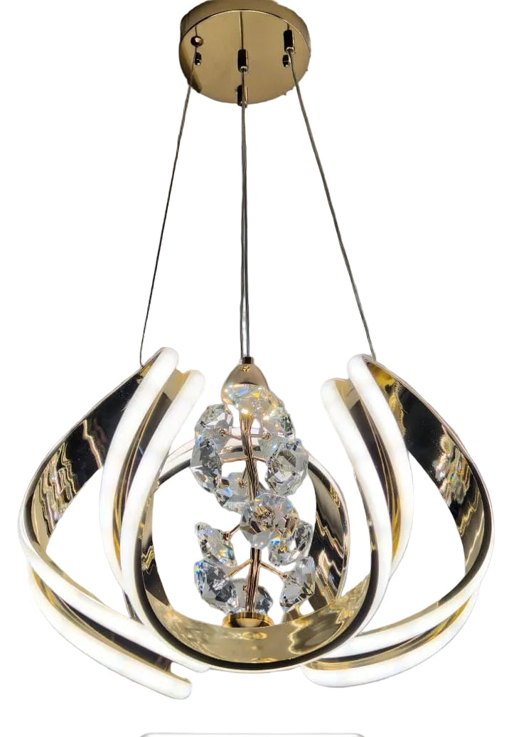 Modern Crystal LED Chandelier Pendant Light – Gold Finish (GL-1949)