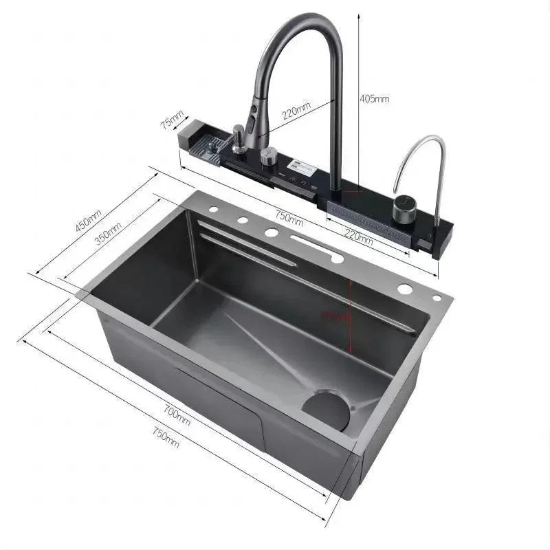 waterfall sink Black Multifunction Kitchen Sink Set
