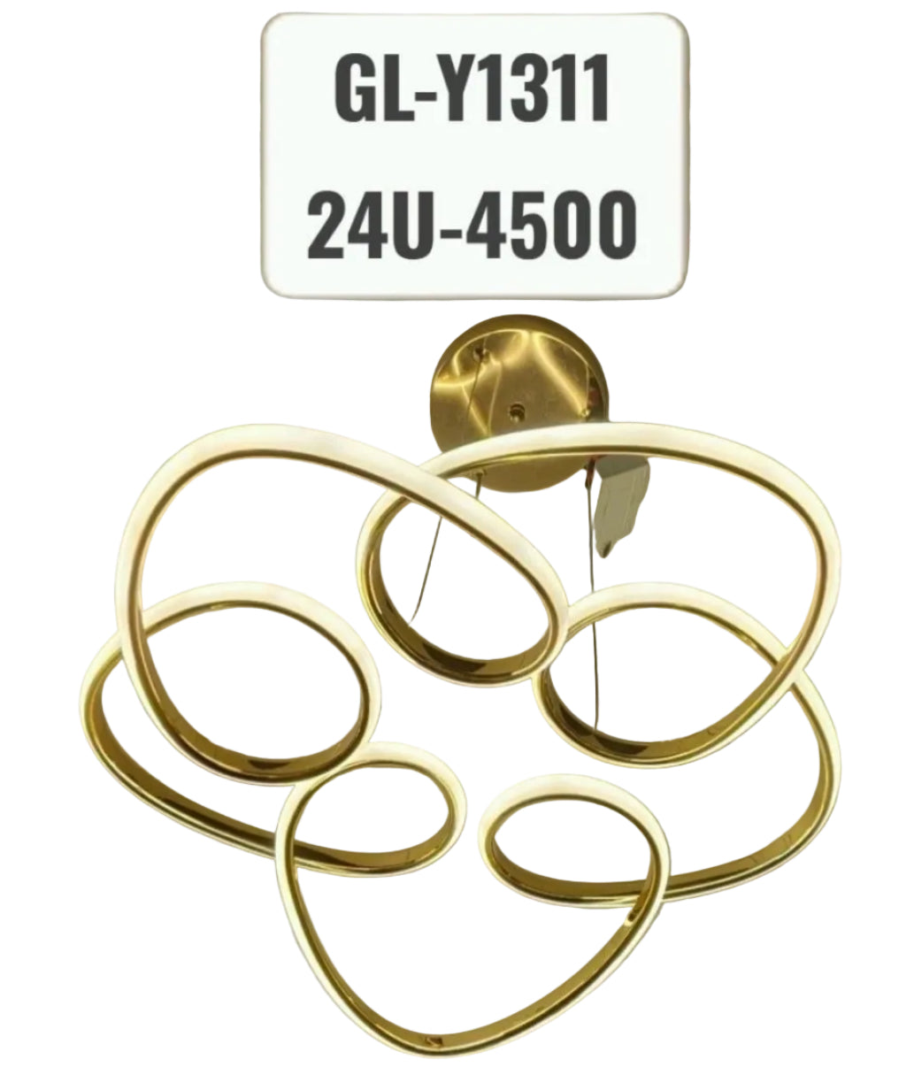 Modern Luxury LED Ring Chandelier – Gold Finish | 6-Ring Contemporary Ceiling Light