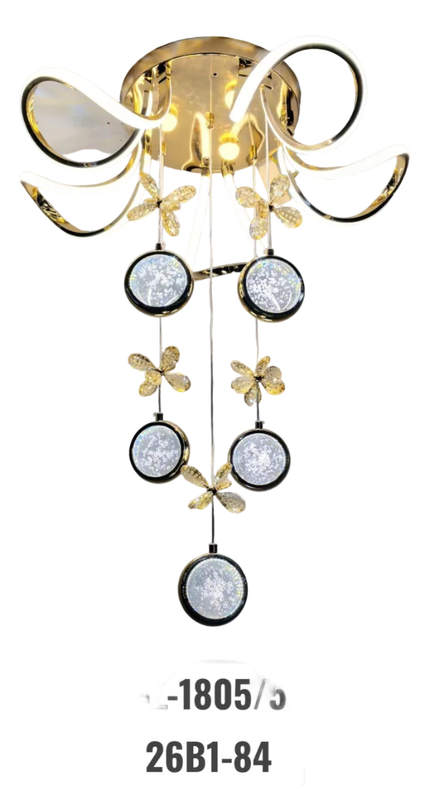 Modern LED Butterfly Crystal Ceiling Chandelier – Gold Finish (GL-1805/5)