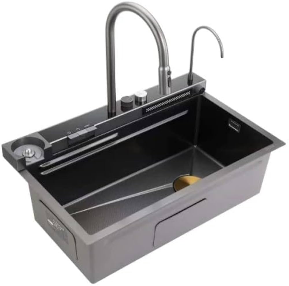 waterfall sink Black Multifunction Kitchen Sink Set